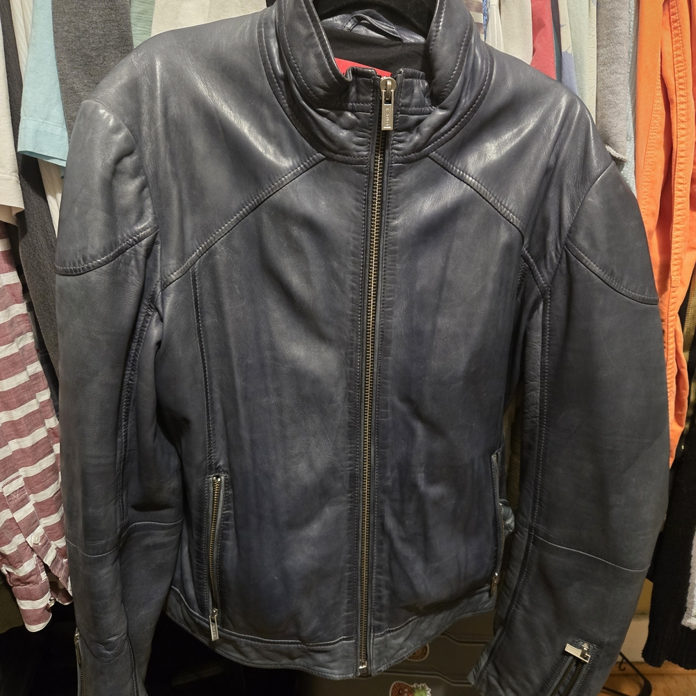 Hugo Boss Blue Leather Jacket - Picture 3 of 8